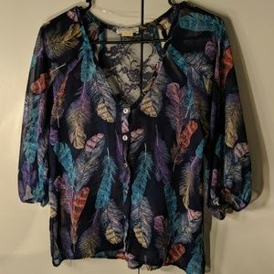 Feather print top